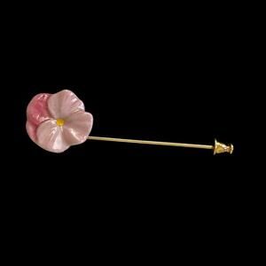 Vintage Pink Pansy Clay Gold-toned Stick Pin